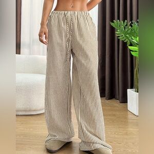 SHEIN Women's Casual Striped Wide-Leg Long Pants